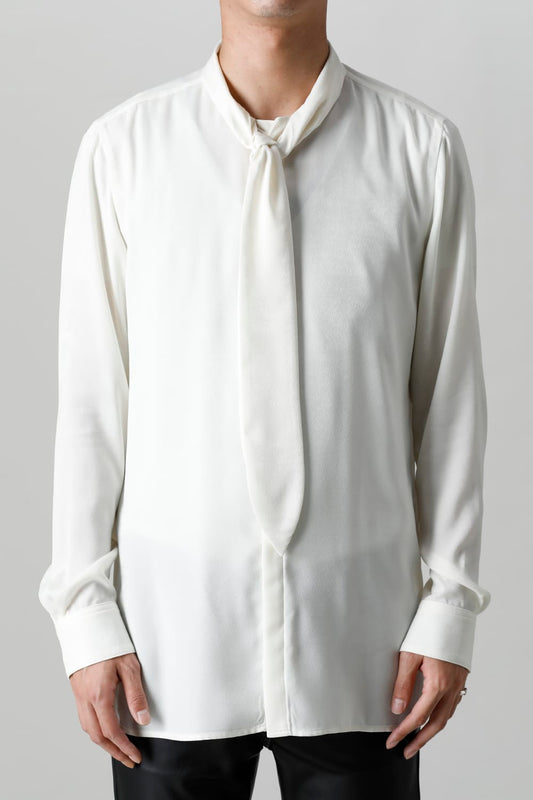 サテン リボンシャツ (クリーム)