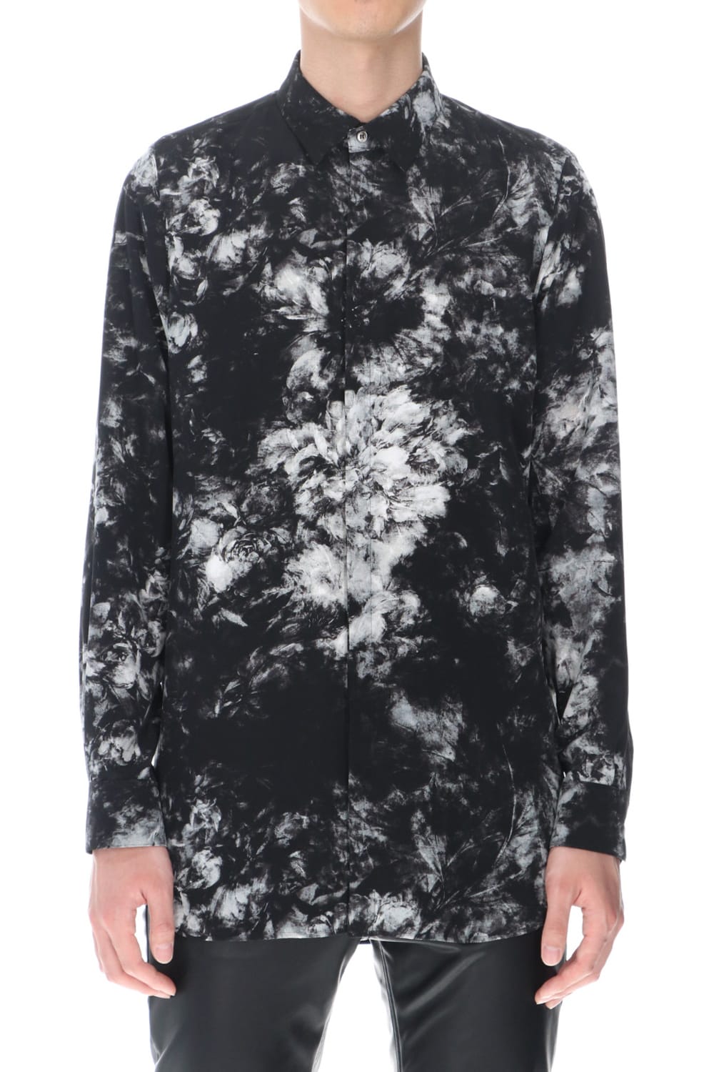 Flower print Shirt (Black×Gray)