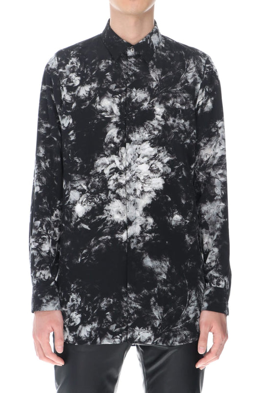 Flower print Shirt (Black×Gray)