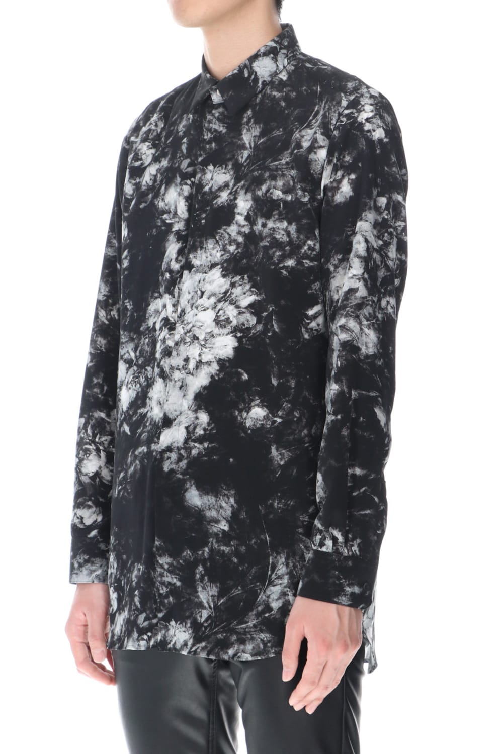 Flower print Shirt (Black×Gray)