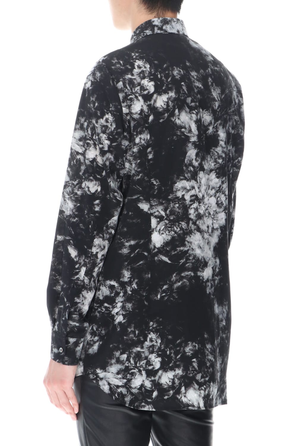 Flower print Shirt (Black×Gray)