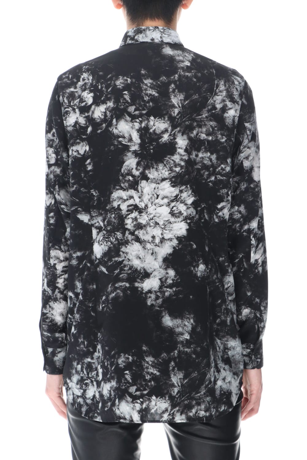 Flower print Shirt (Black×Gray)