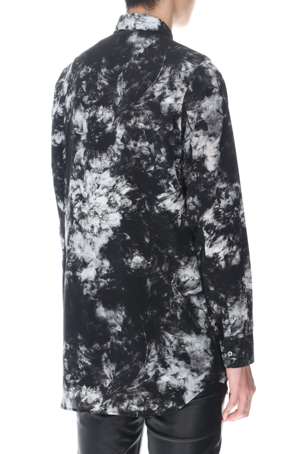 Flower print Shirt (Black×Gray)