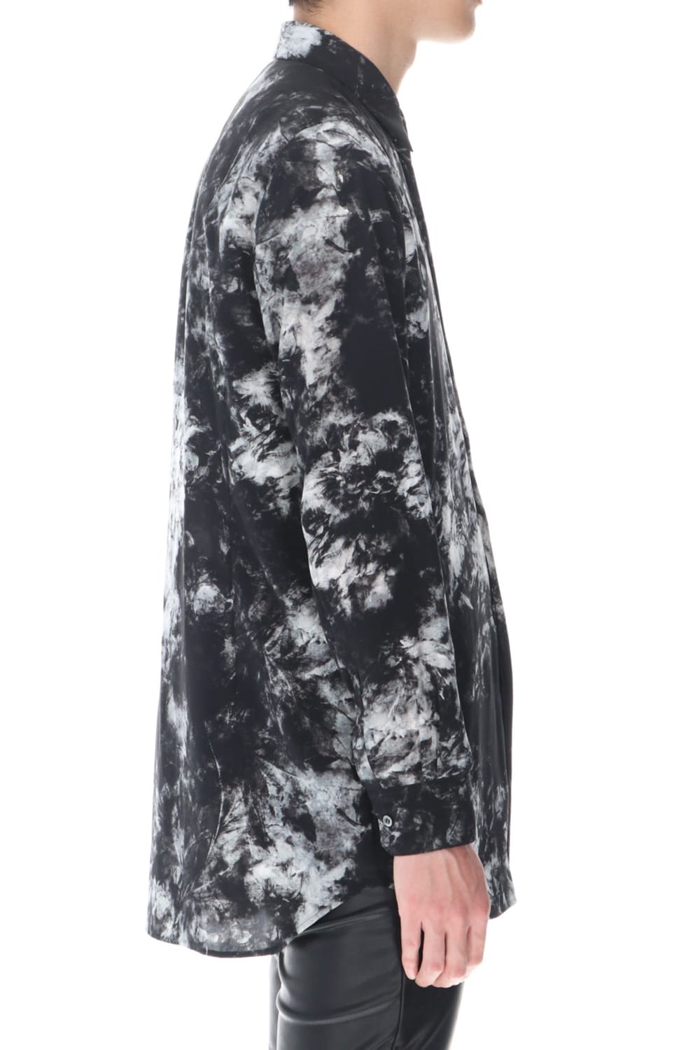 Flower print Shirt (Black×Gray)