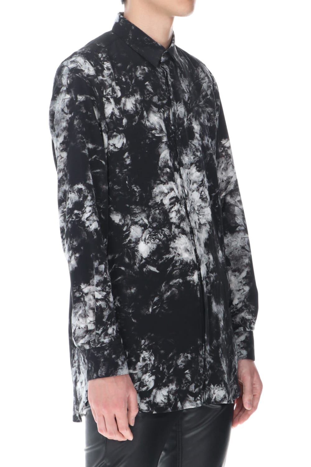 Flower print Shirt (Black×Gray)