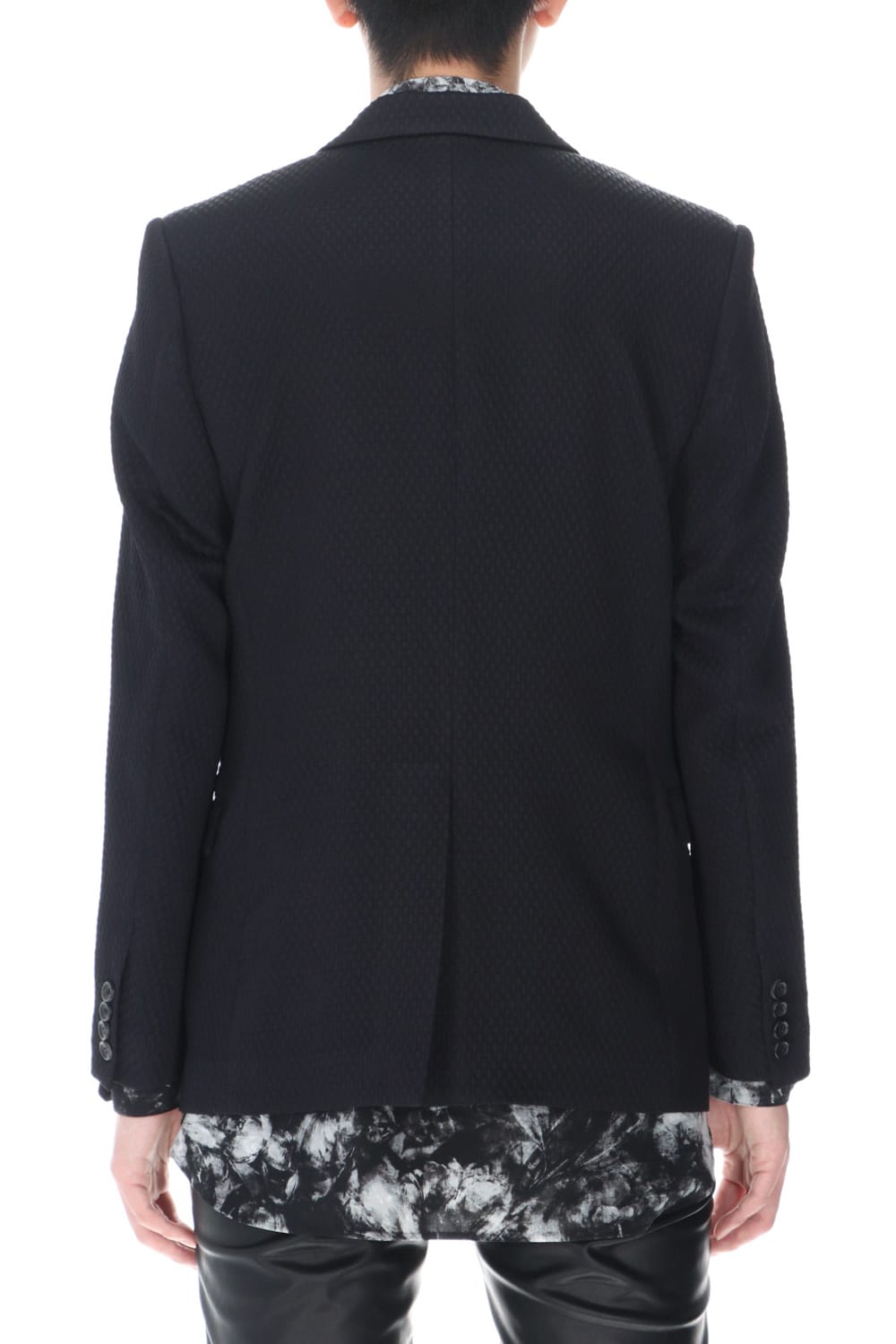 ジャガード 1B テーラードジャケット (ブラック)