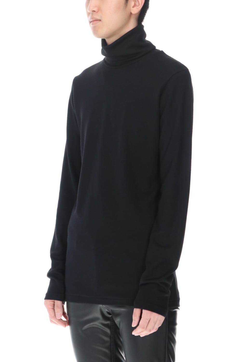 Washable wool Turtleneck pullover (Black)