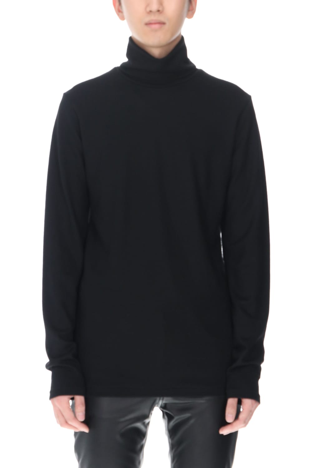 Washable wool Turtleneck pullover (Black)