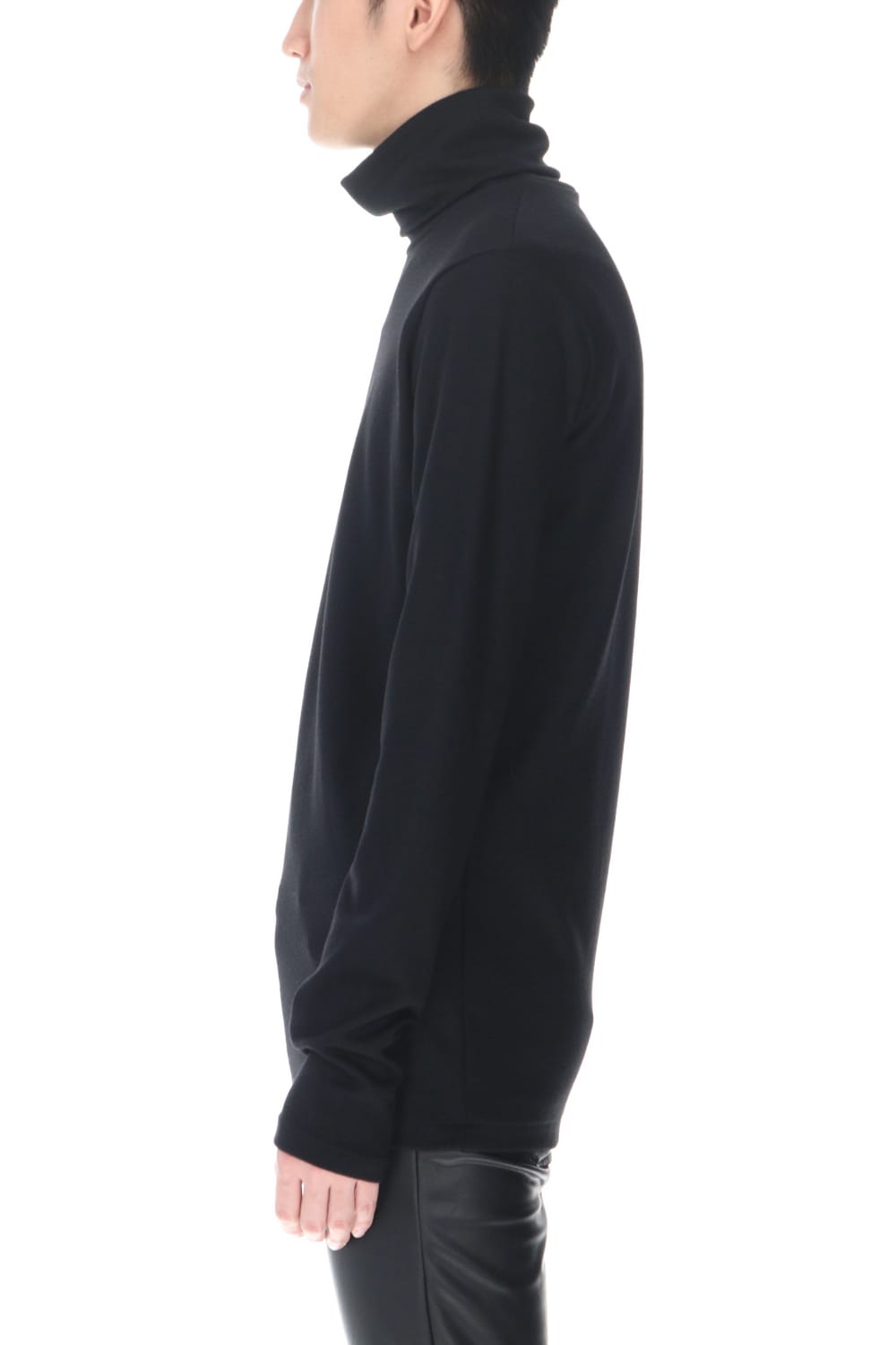 Washable wool Turtleneck pullover (Black)