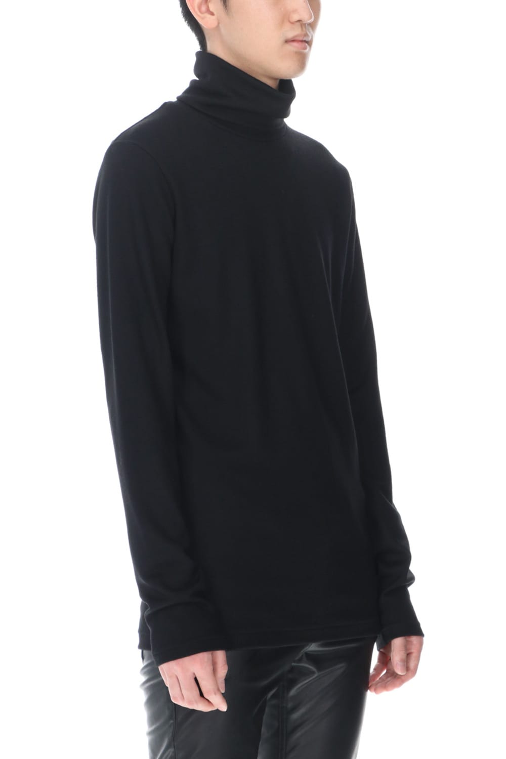 Washable wool Turtleneck pullover (Black)