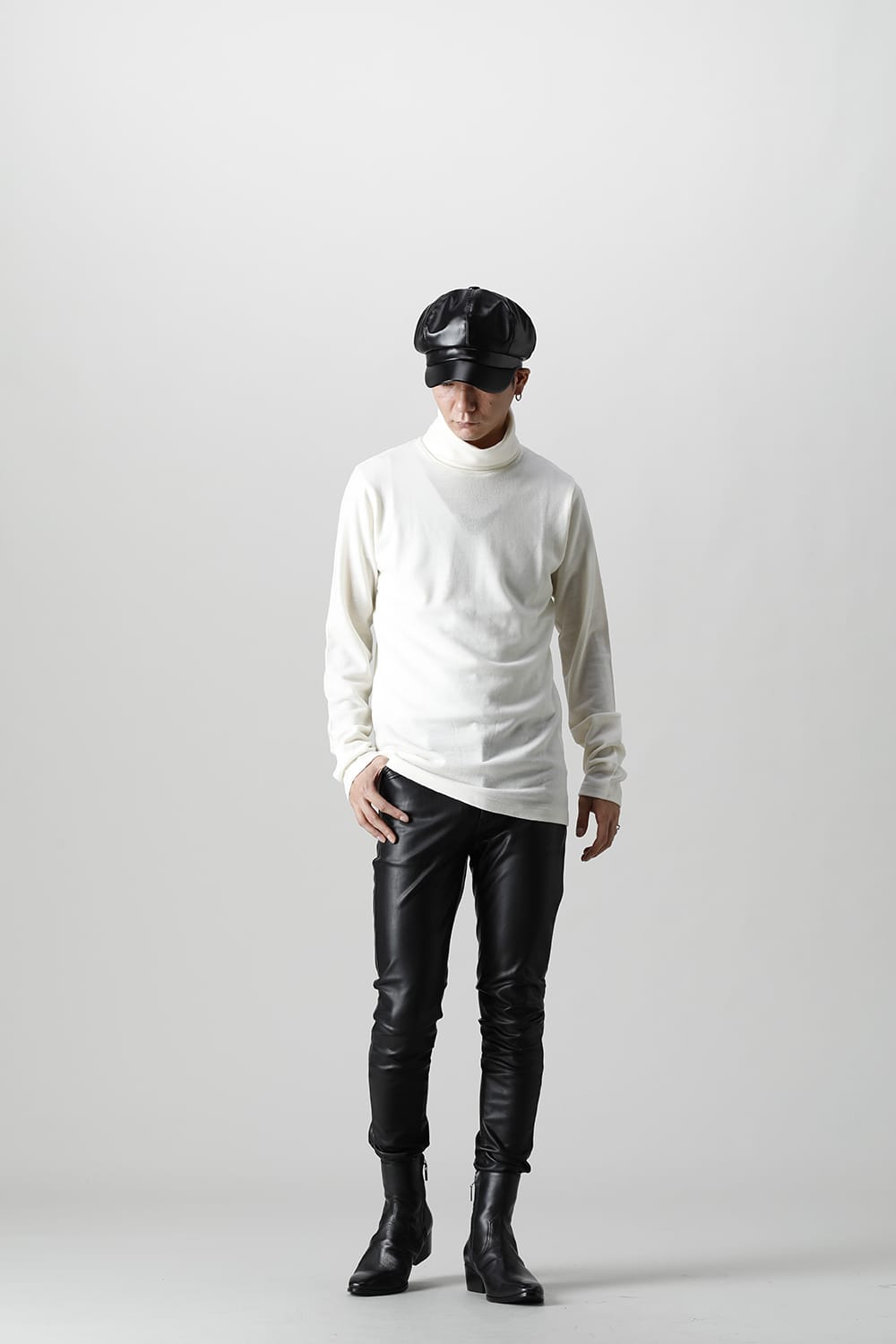 Washable wool Turtleneck pullover (Cream)