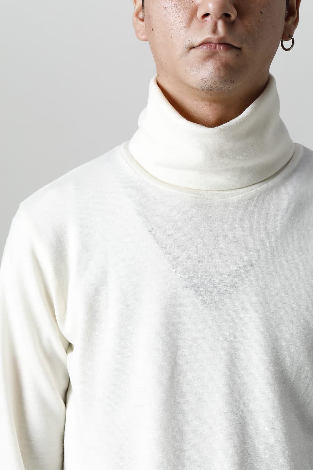 Washable wool Turtleneck pullover (Cream)