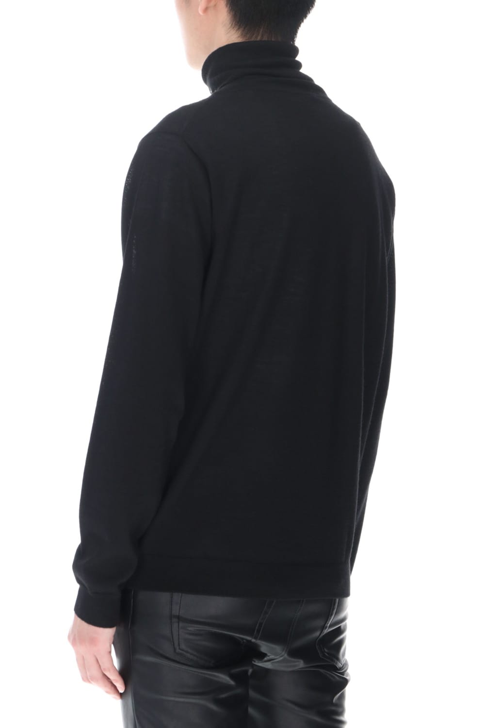 ロゴ刺繍 タートルネックニット (ブラック)