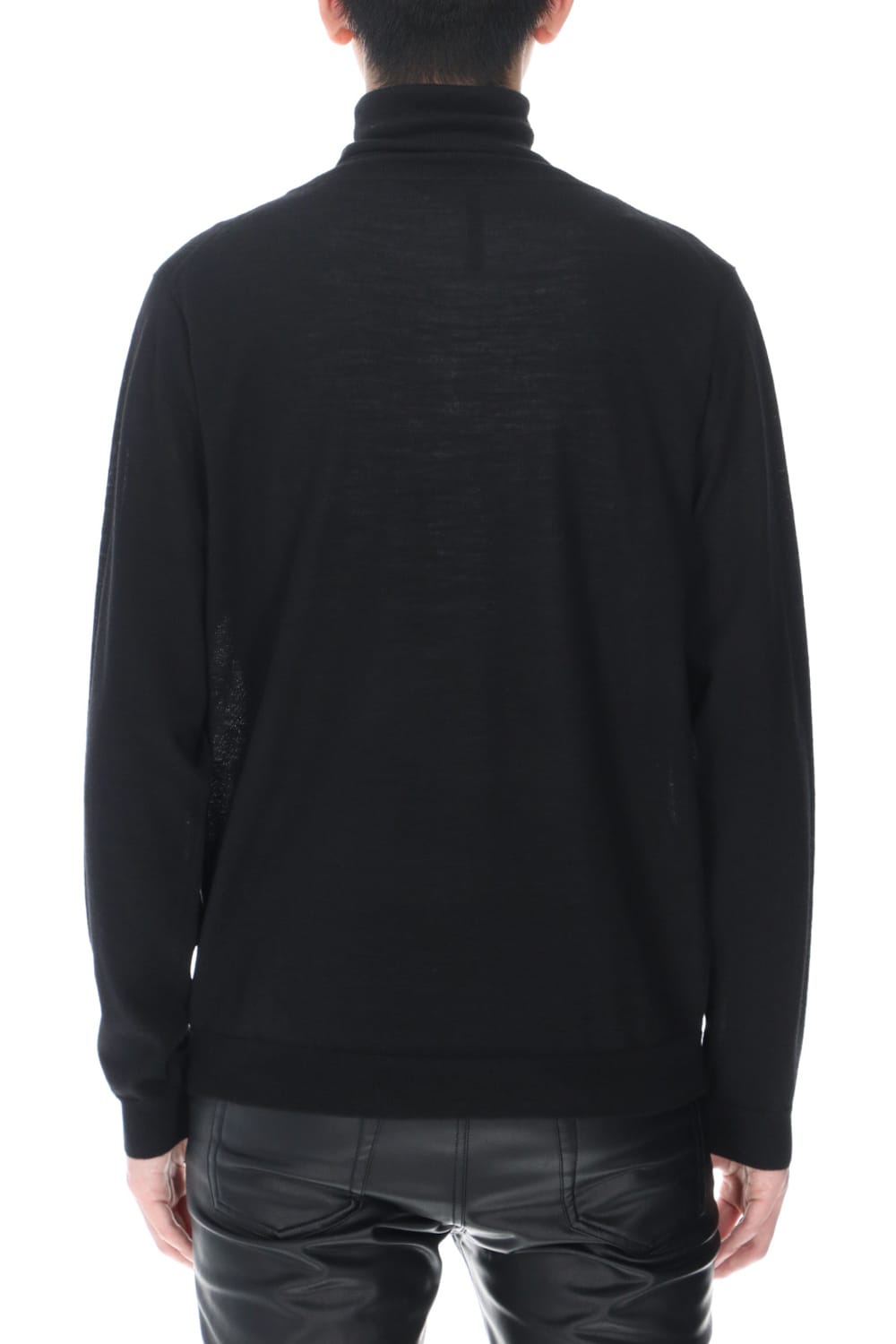 ロゴ刺繍 タートルネックニット (ブラック)