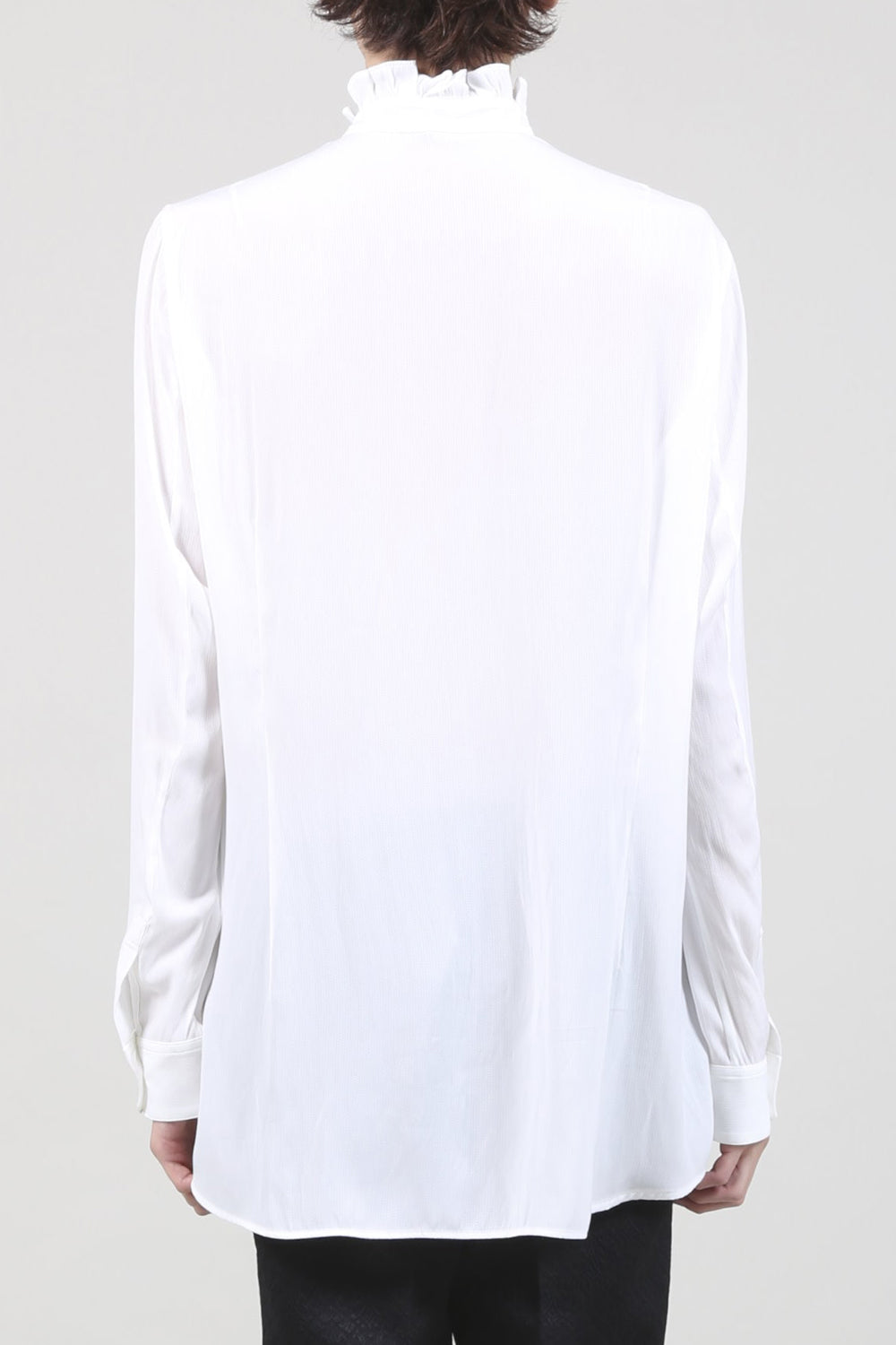 Dechine Stripe Jacquard Frill neck Shirt Off White