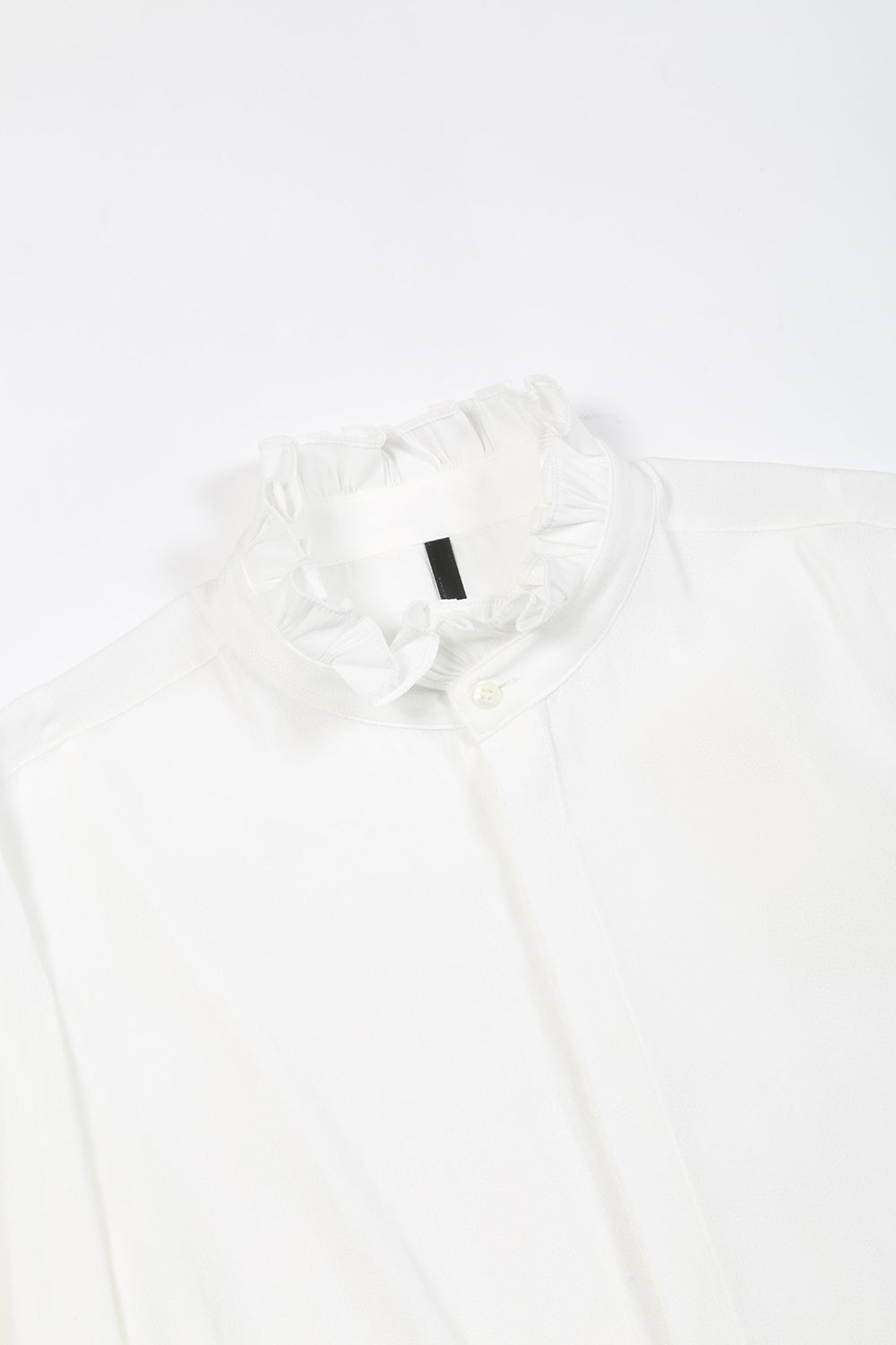 Dechine Stripe Jacquard Frill neck Shirt Off White