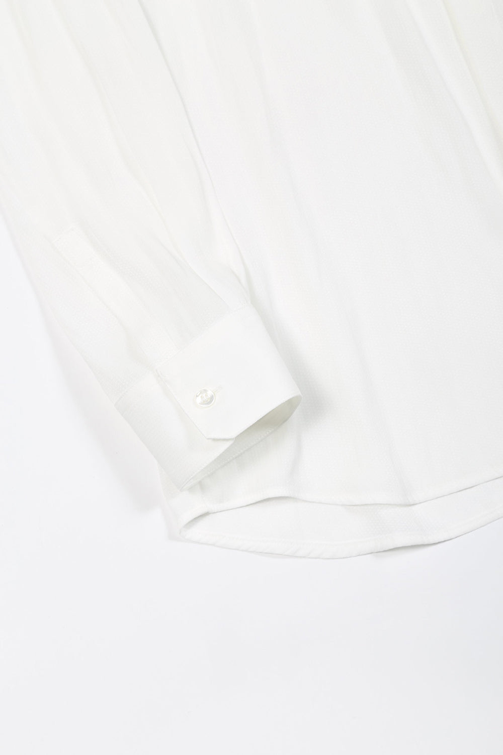Dechine Stripe Jacquard Frill neck Shirt Off White
