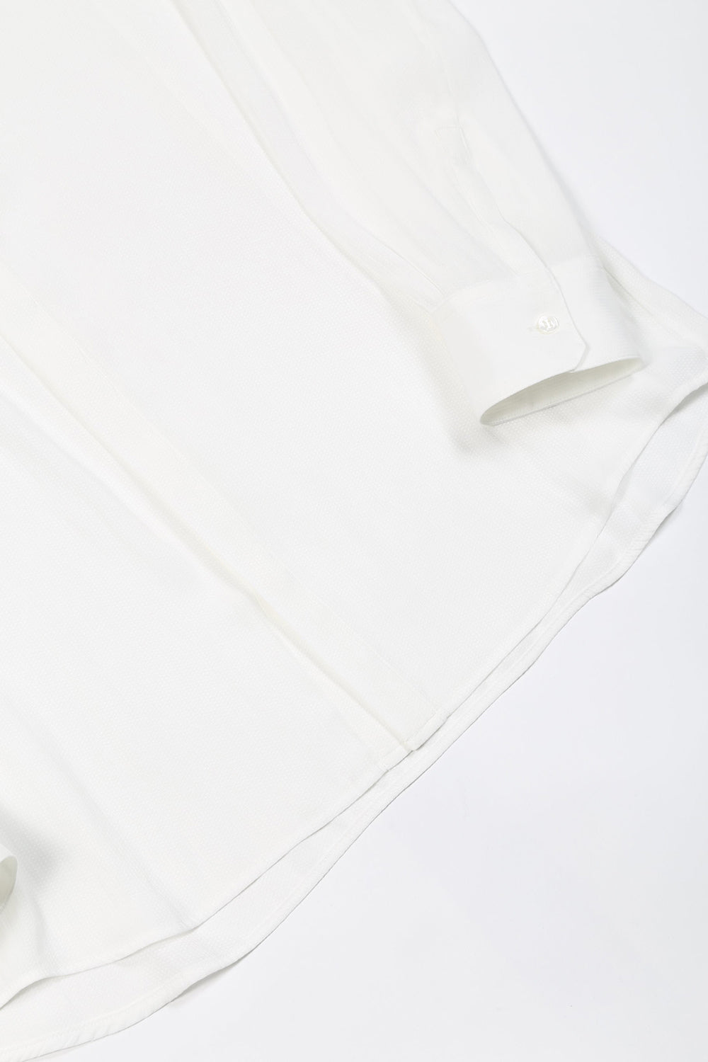 Dechine Stripe Jacquard Frill neck Shirt Off White