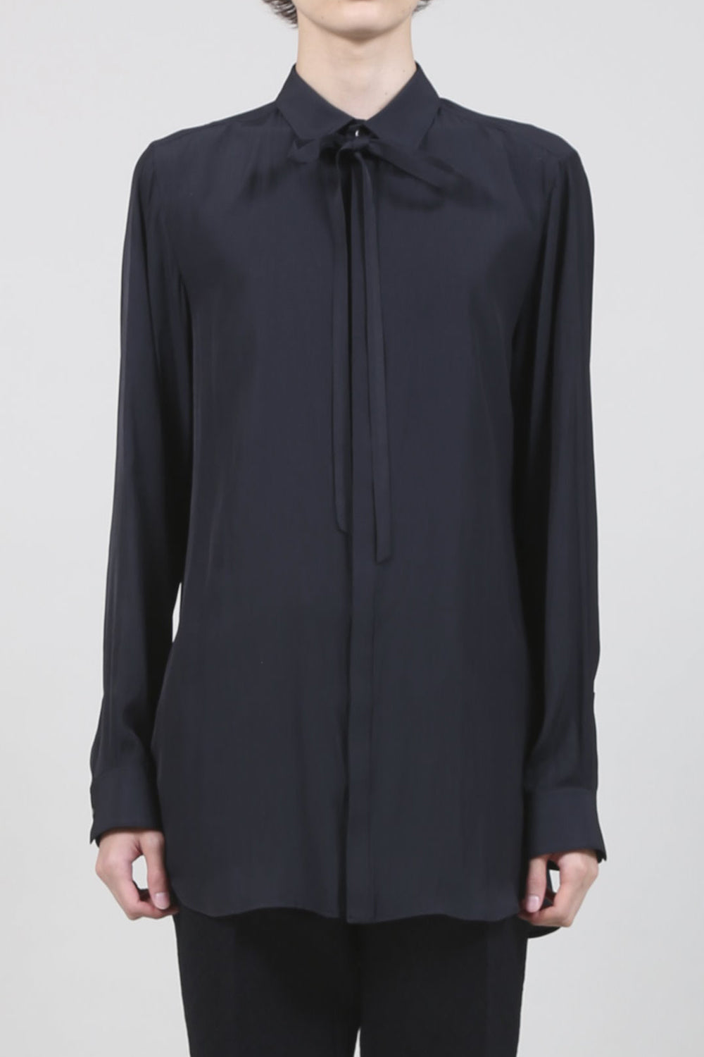 Dechine Stripe Jacquard Regular shirt with Ribbon Black