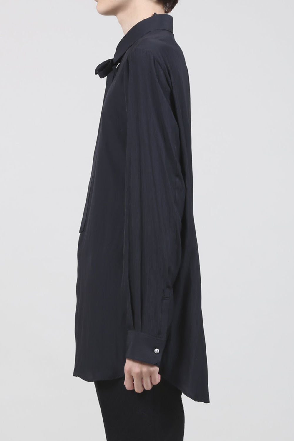 Dechine Stripe Jacquard Regular shirt with Ribbon Black