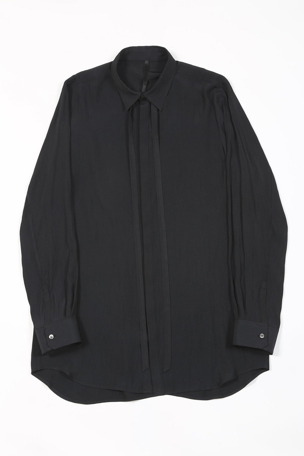 Dechine Stripe Jacquard Regular shirt with Ribbon Black