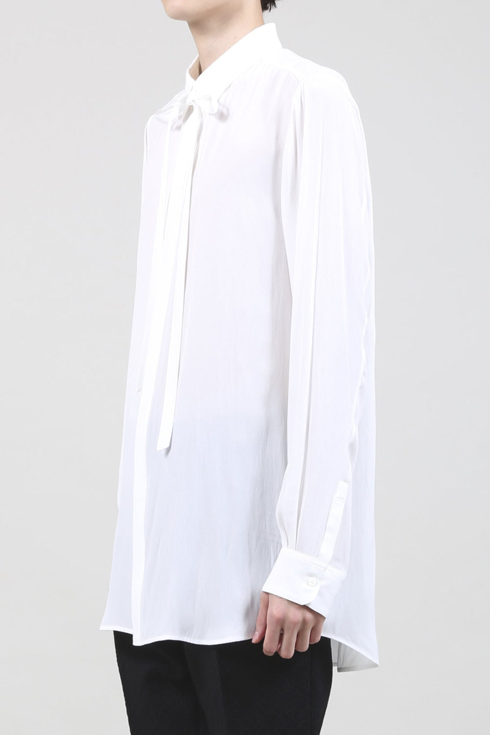 Dechine Stripe Jacquard Regular shirt with Ribbon Off White