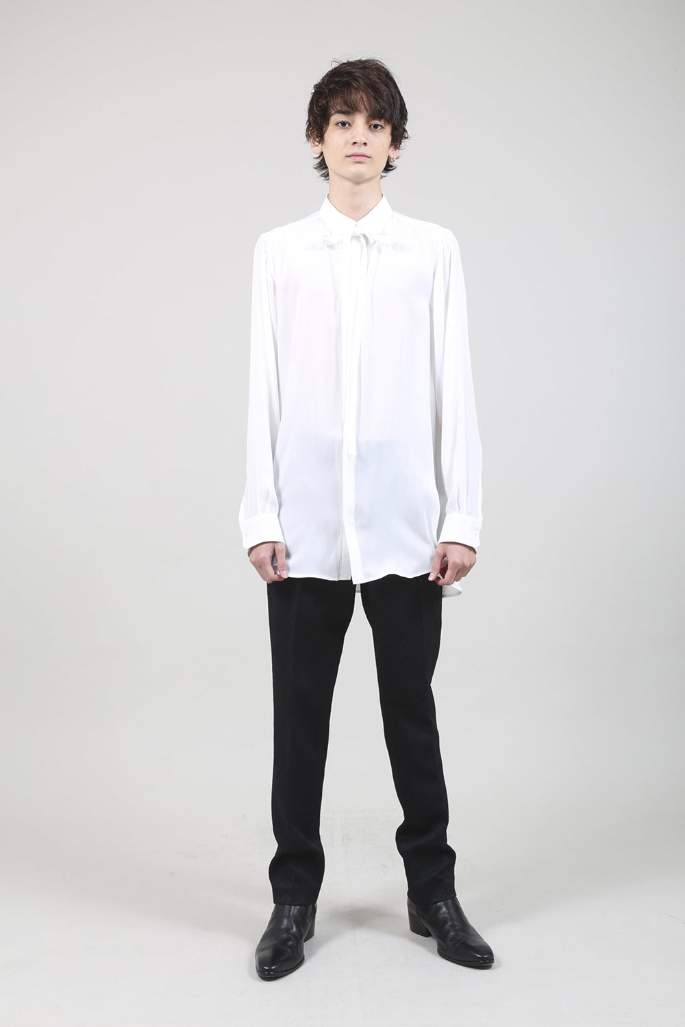 Dechine Stripe Jacquard Regular shirt with Ribbon Off White