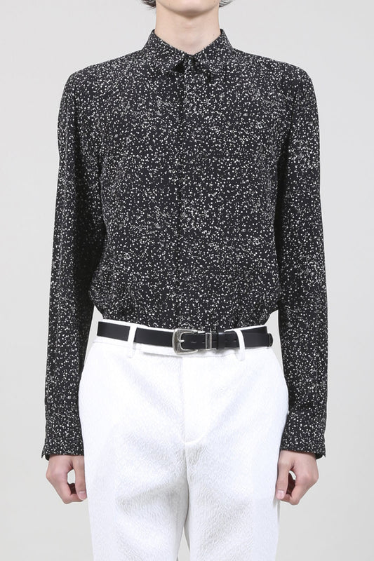 Dechine Random Dot print Ribbon Regular shirt Black × Off White