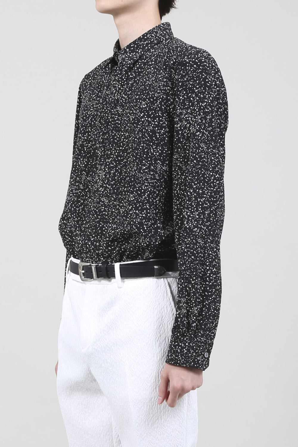 Dechine Random Dot print Ribbon Regular shirt Black × Off White