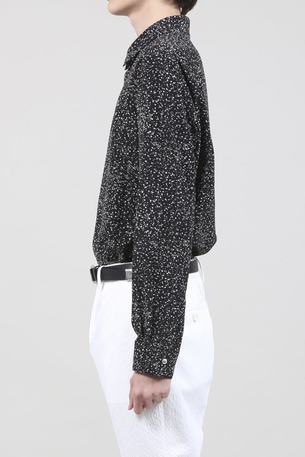 Dechine Random Dot print Ribbon Regular shirt Black × Off White