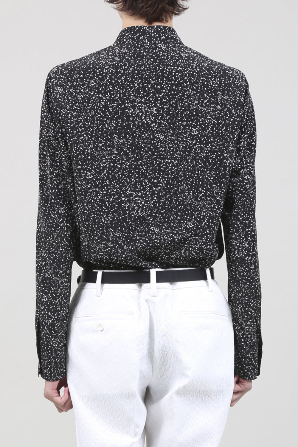 Dechine Random Dot print Ribbon Regular shirt Black × Off White