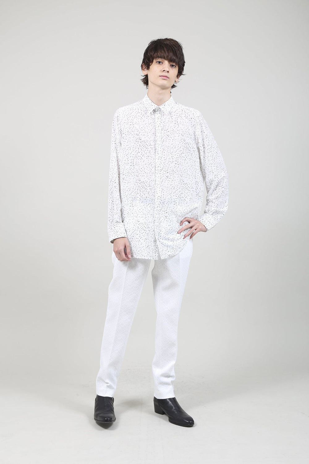 Dechine Random Dot print Regular Shirt Off White × Black