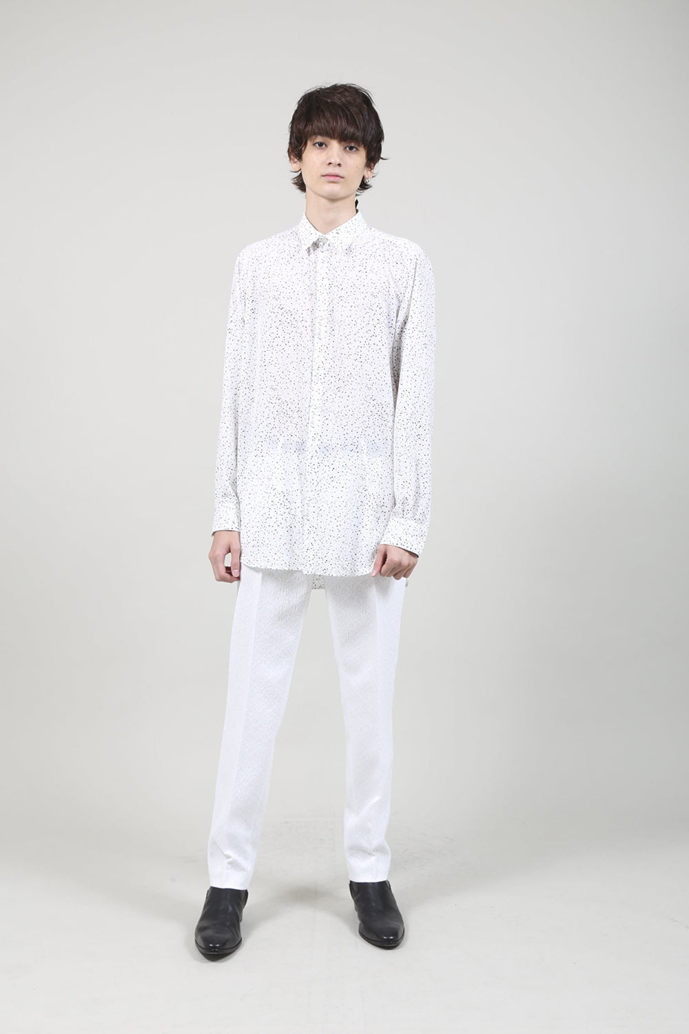 Dechine Random Dot print Regular Shirt Off White × Black