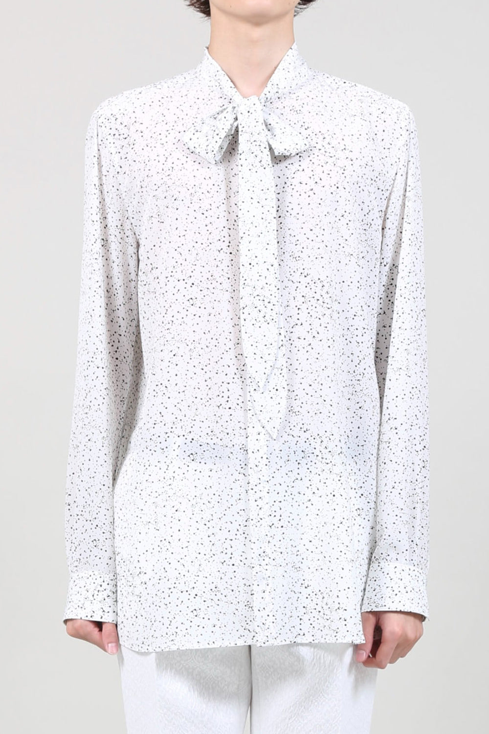 Dechine Random Dot print Ribbon Shirt Off White × Black