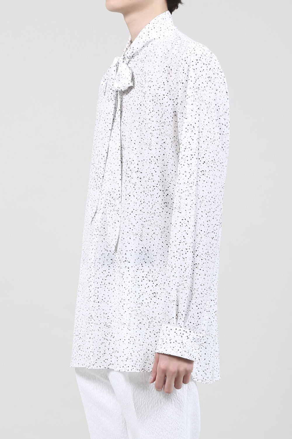 Dechine Random Dot print Ribbon Shirt Off White × Black