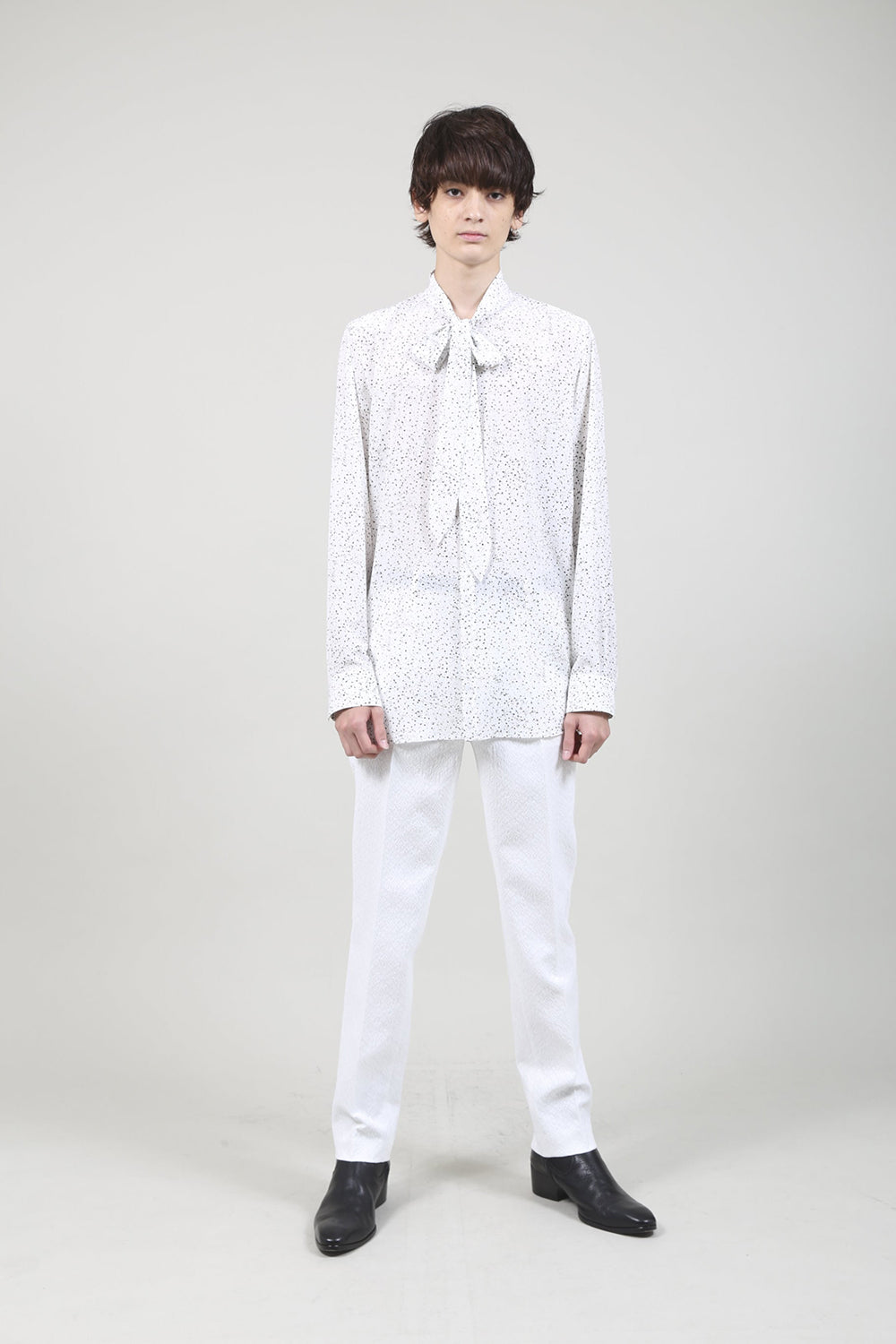 Dechine Random Dot print Ribbon Shirt Off White × Black