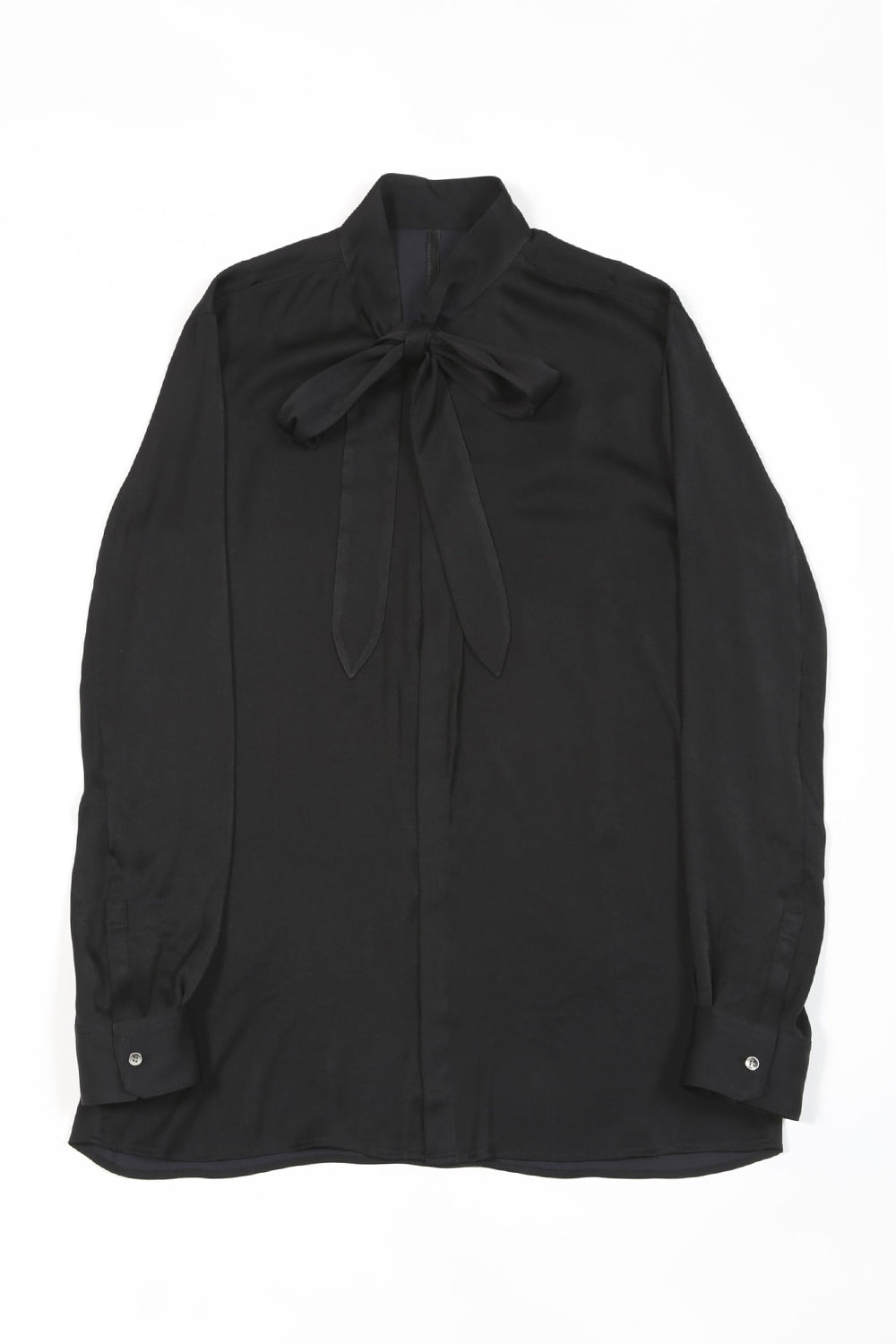 Clair satin Ribbon shirt Black