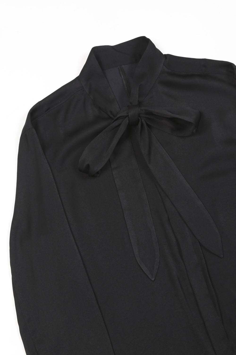 Clair satin Ribbon shirt Black