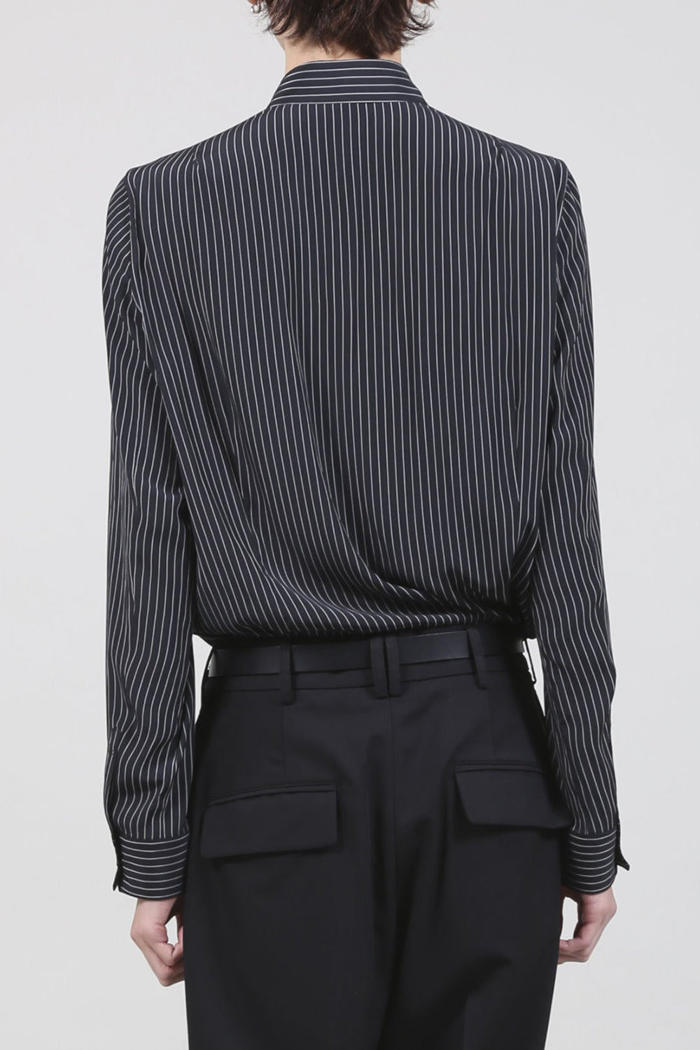 Dechine Stripe Jacquard Regular shirt with Ribbon Black × Off White