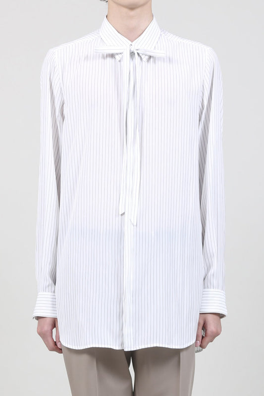 Dechine Stripe Jacquard Regular shirt with Ribbon Off White × Black