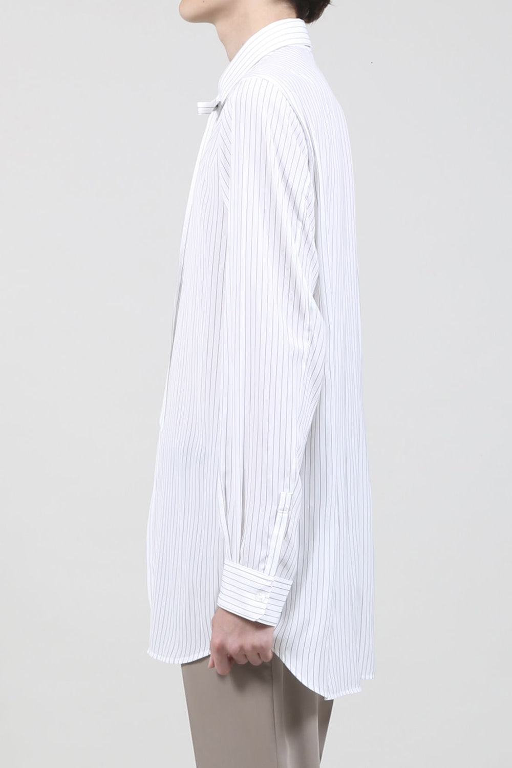 Dechine Stripe Jacquard Regular shirt with Ribbon Off White × Black