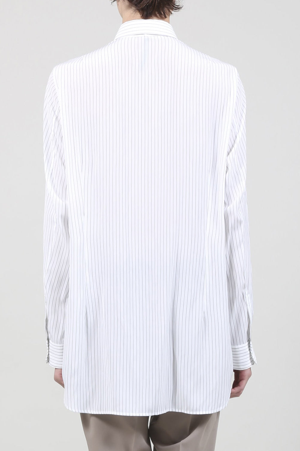 Dechine Stripe Jacquard Regular shirt with Ribbon Off White × Black