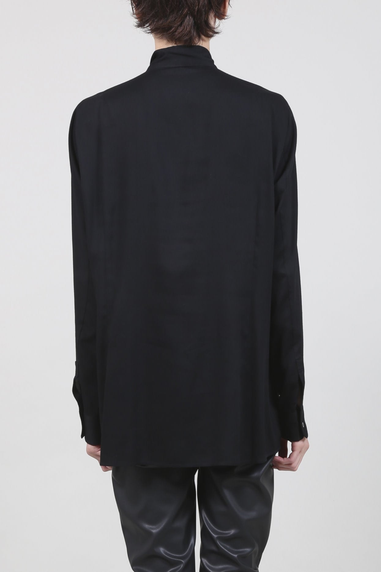 レーヨン ツイル 刺繍 レギュラー シャツ ブラック