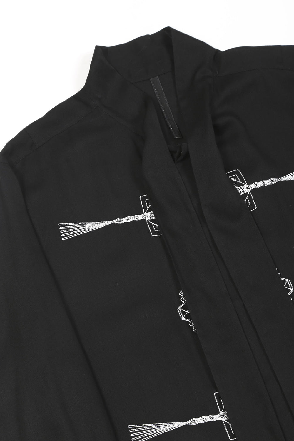 レーヨン ツイル 刺繍 レギュラー シャツ ブラック