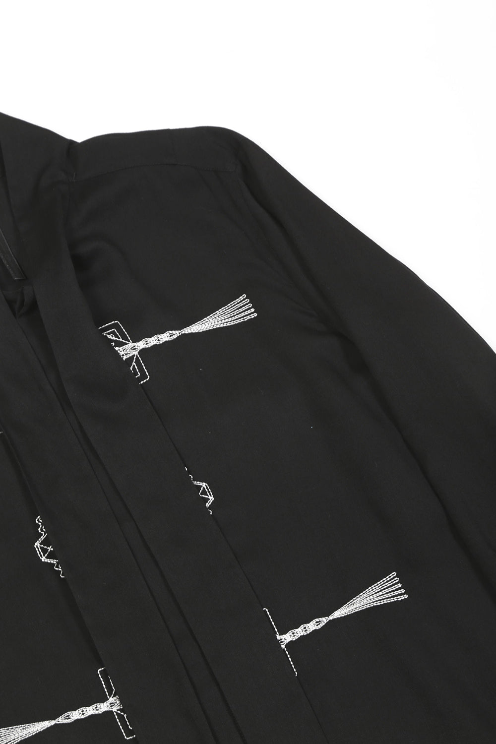 レーヨン ツイル 刺繍 レギュラー シャツ ブラック