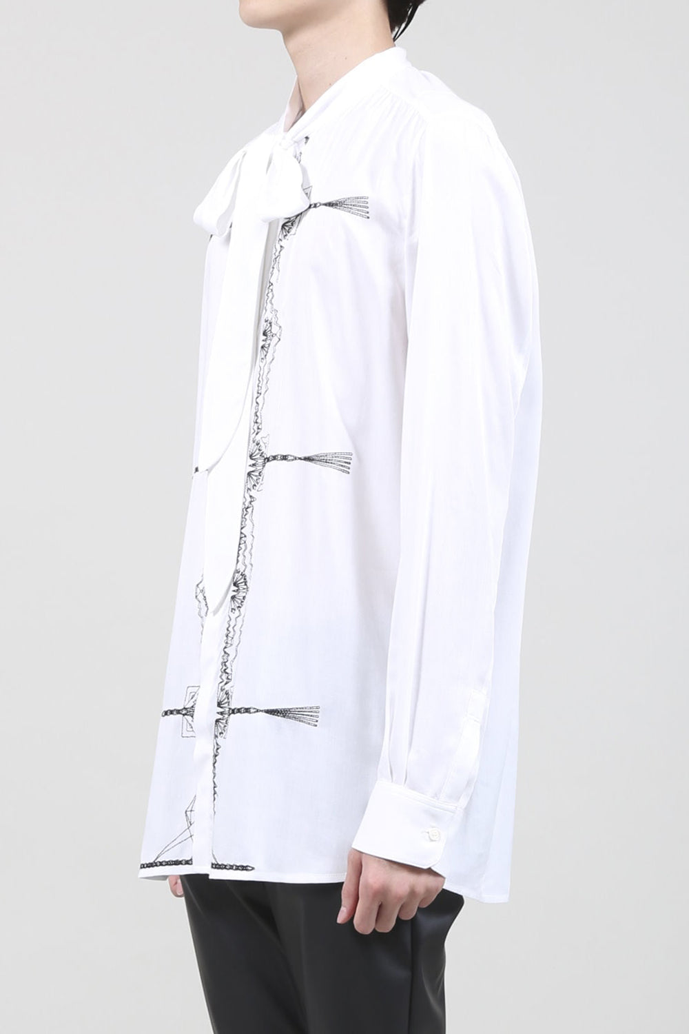 レーヨン ツイル 刺繍 レギュラー シャツ オフホワイト