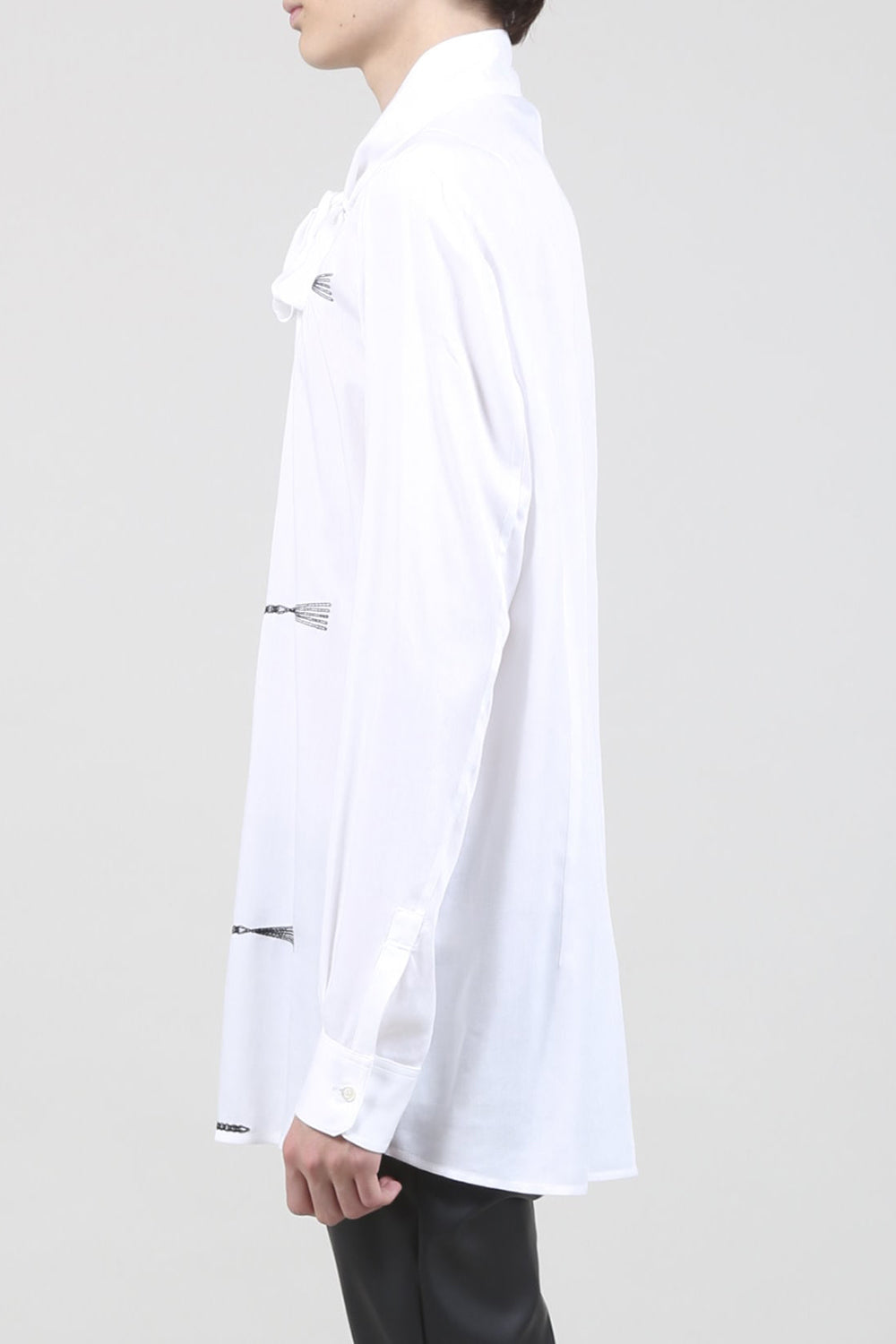 レーヨン ツイル 刺繍 レギュラー シャツ オフホワイト
