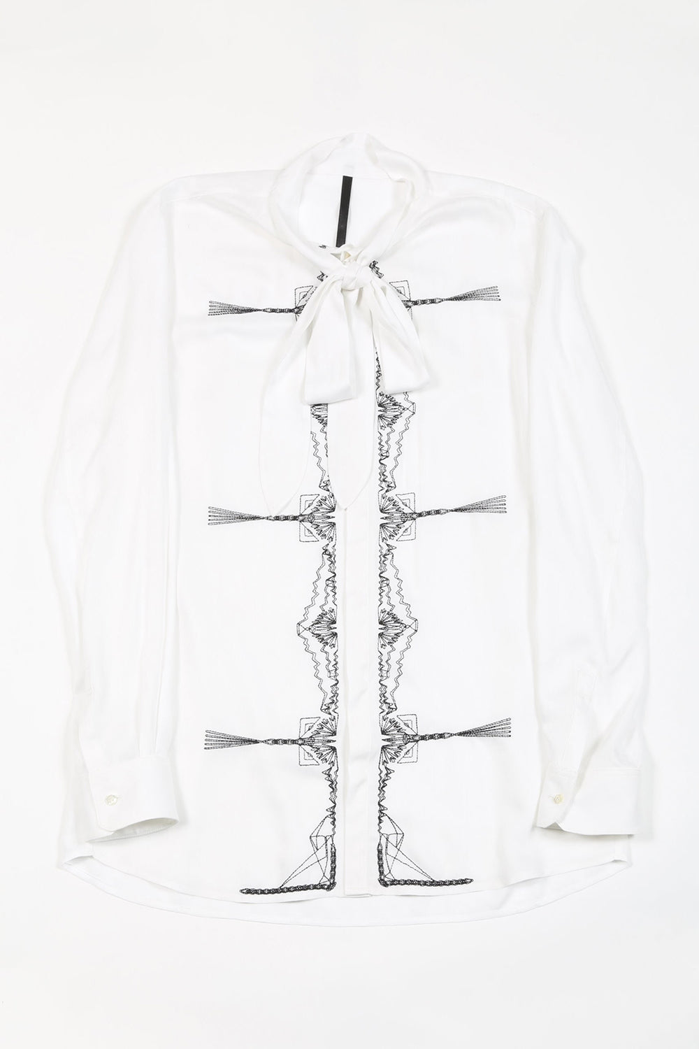 レーヨン ツイル 刺繍 レギュラー シャツ オフホワイト