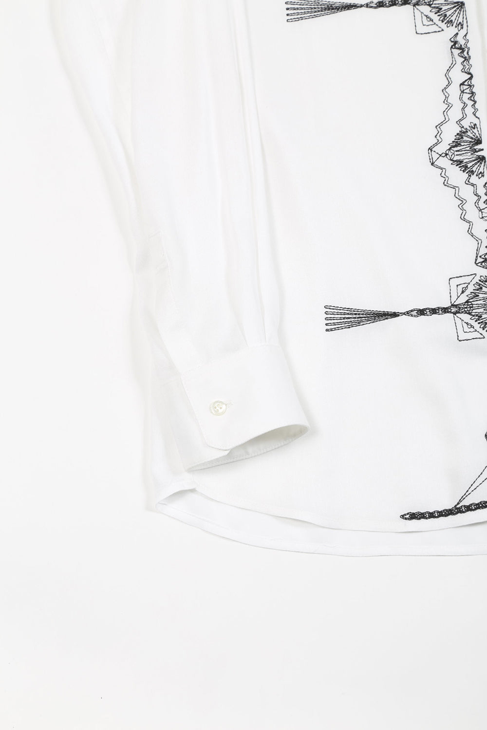 レーヨン ツイル 刺繍 レギュラー シャツ オフホワイト