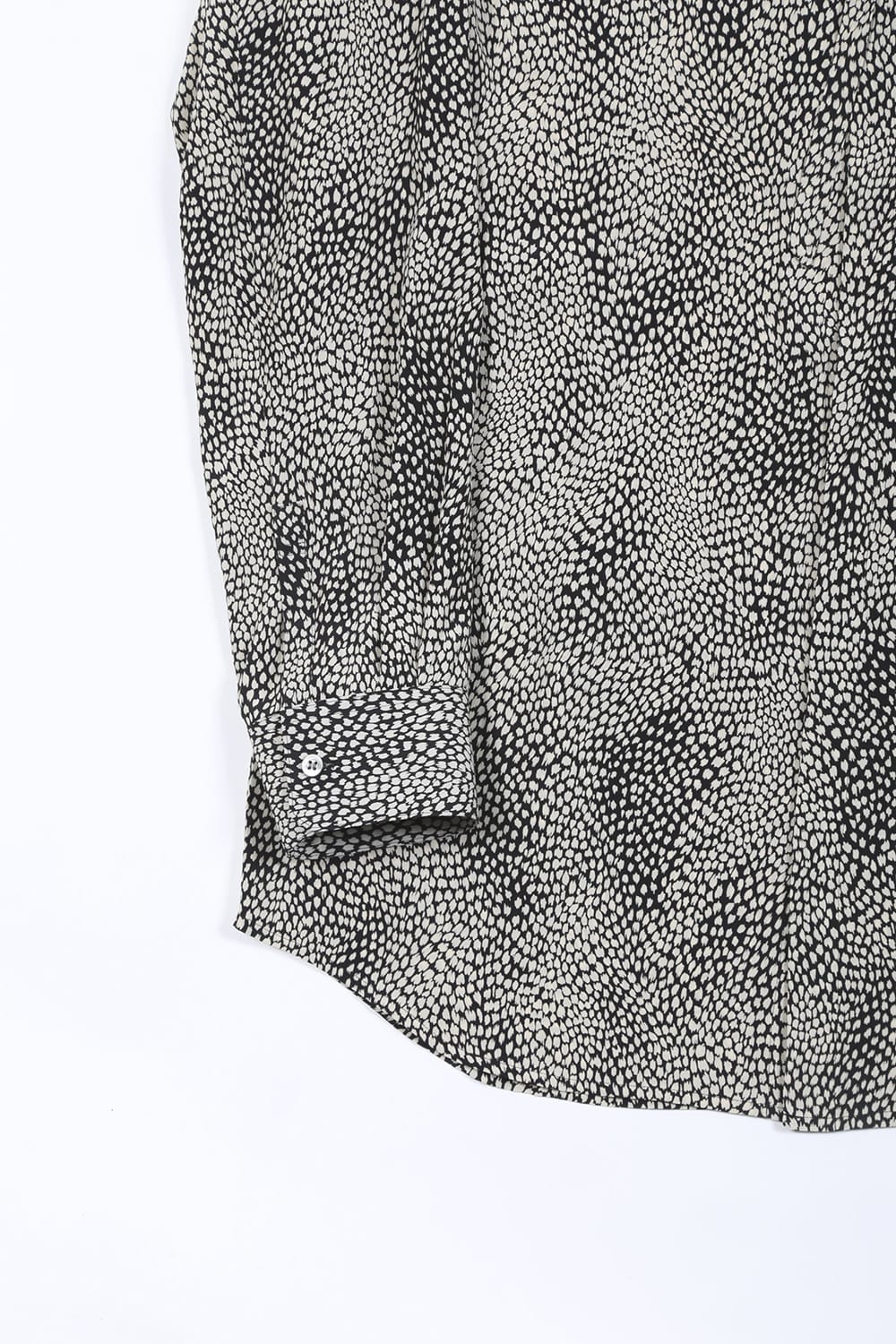 Decin Leopard Print Regular Shirt With Ribbon Black x Cream